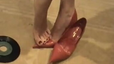 Vintage show of red pointed shoes