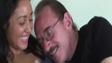 Retro creampied petite enjoying old man