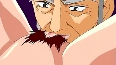 Nasty anime girl fucks with older man