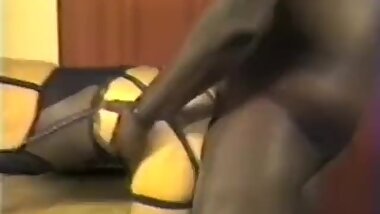 Interracial threesome in retro movie