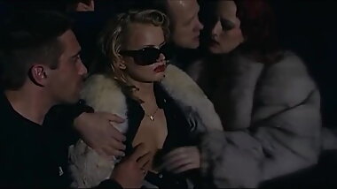 Woman in fur coat sex in cinema